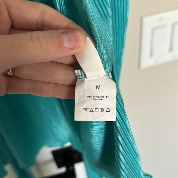 Ribbed Button Down Mini Dress - Teal - Picture 4 of 4